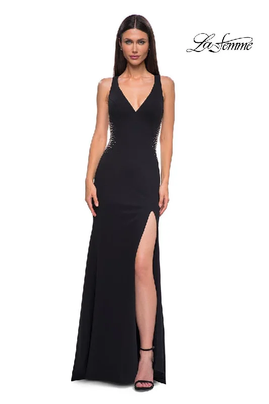Mini dresses with beaded embellishments for a fancy event La Femme Dress 32922