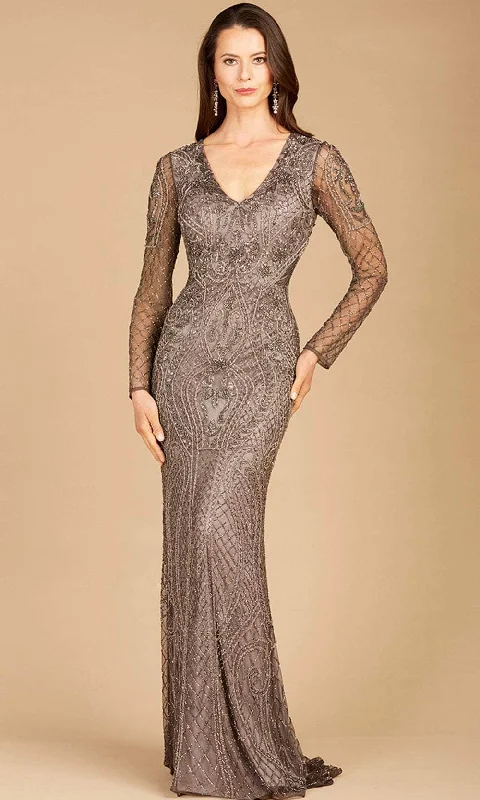 One - shoulder wedding dresses with a flowing sleeve​ Polka - dot - printed wedding guest dresses with short sleeves Lara Dresses 29615 - Long Sheer Sleeved Evening Gown