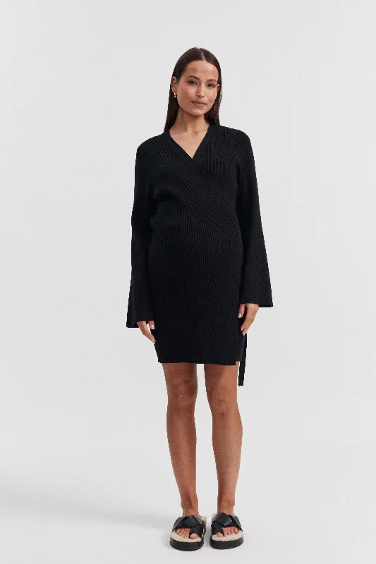 A - line maternity dress for a flattering fit Grace Knit Wrap Dress - FINAL SALE