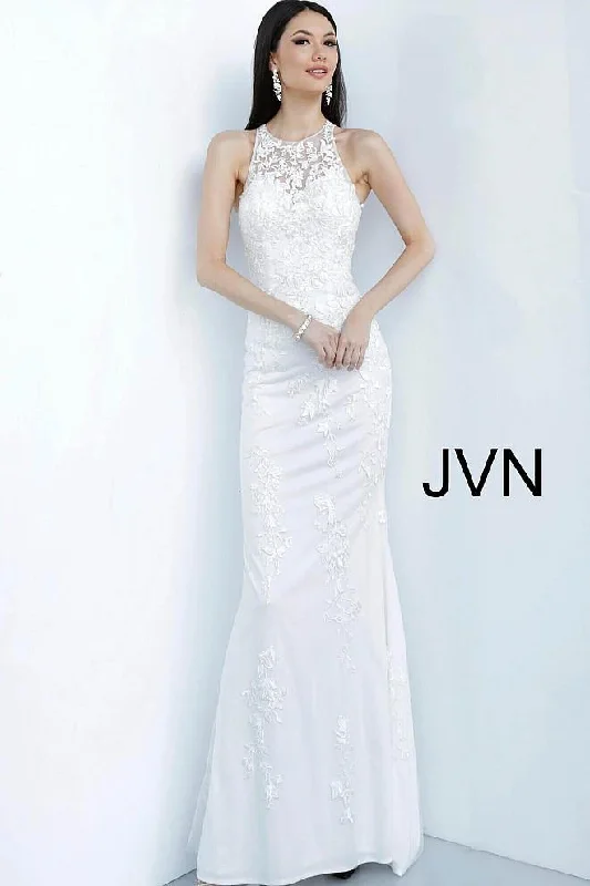 Maternity shift dress for casual outings Jovani 1289 Long Halter Dress