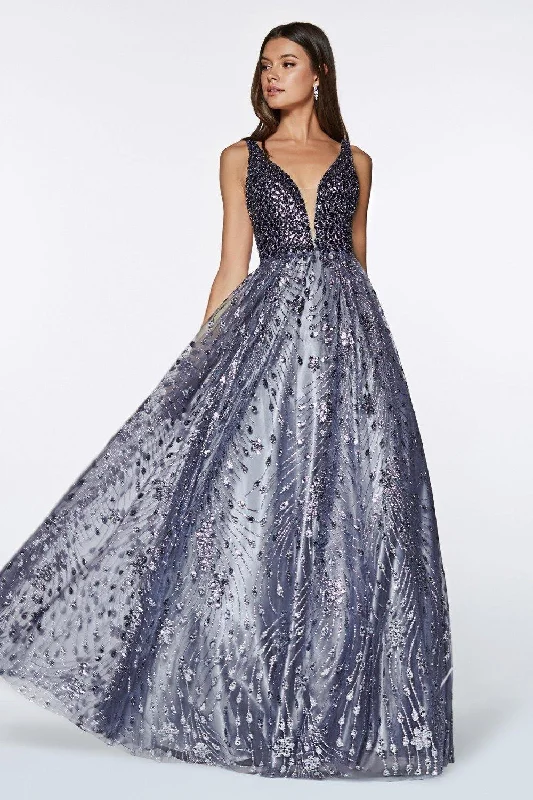 Maternity shift dress for casual outings Cinderella Divine CM9010 Long Glitter Prom Dress