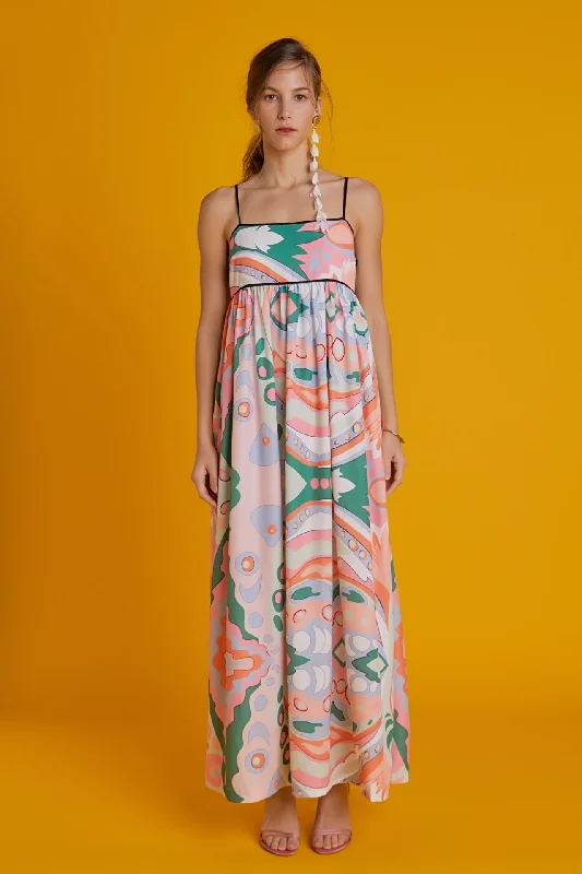 Velvet Casual Dresses for a Luxurious Look​ Print Empire Waist Maxi Dress