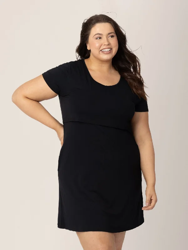 Maternity dress for a baby's first visit to the rose garden Eleanora Bamboo Maternity & Nursing Dress | Black