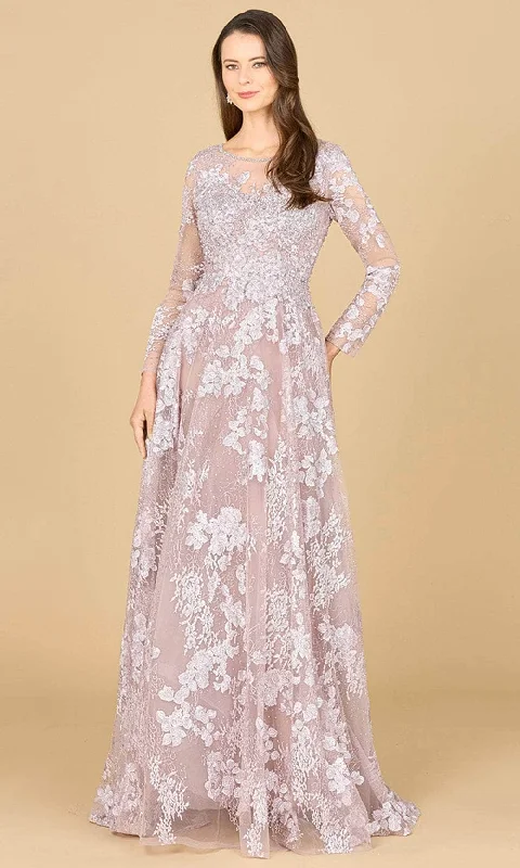 Mermaid silhouette wedding dresses with lace appliques​ Maxi wedding guest dresses with floral prints for summer weddings Lara Dresses 29148 - Embellished Lace Evening Gown