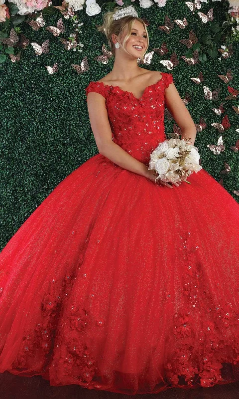Tulle - over - satin wedding dresses for a soft look​ Wedding guest dresses with mesh panels and empire waists May Queen LK160 - 3D Floral Appliques Sweetheart Ball gown