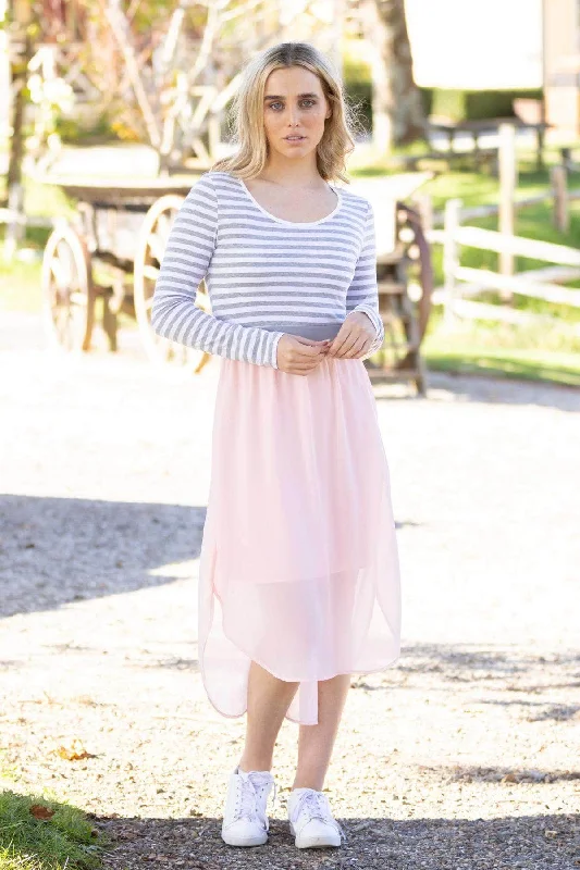 Midi dresses with button - front designs for a classic touch Siri Long Sleeve Midi Dress  Pink