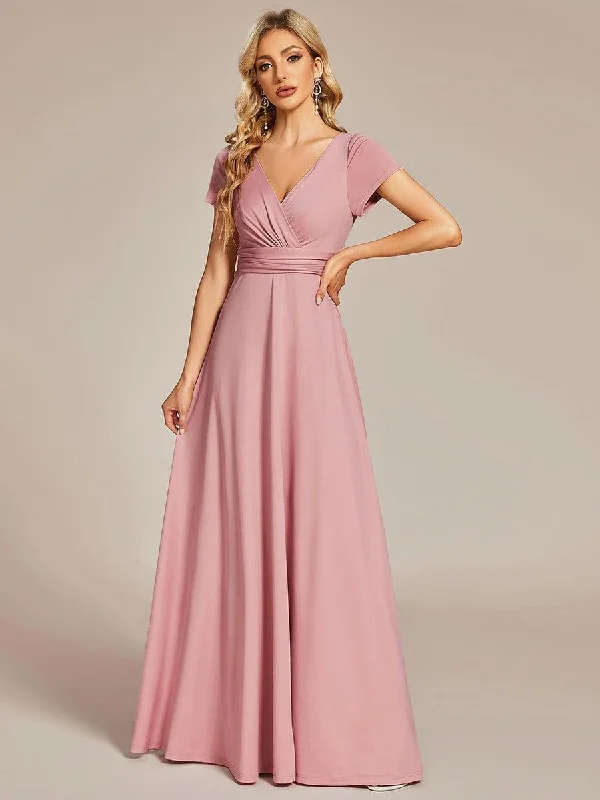 Wedding dresses with a belt made of crystals​ Sleeveless wedding guest dresses with pleated bodices ever TÉRESA|Simple Pleated Empire Waist A-Line Bridesmaid Dress