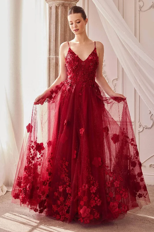 Halter - neck wedding dresses with a unique neckline​ Bow - backed wedding guest dresses in silk for a luxurious feel Andrea and Leo A1326 - Floral Applique Gown