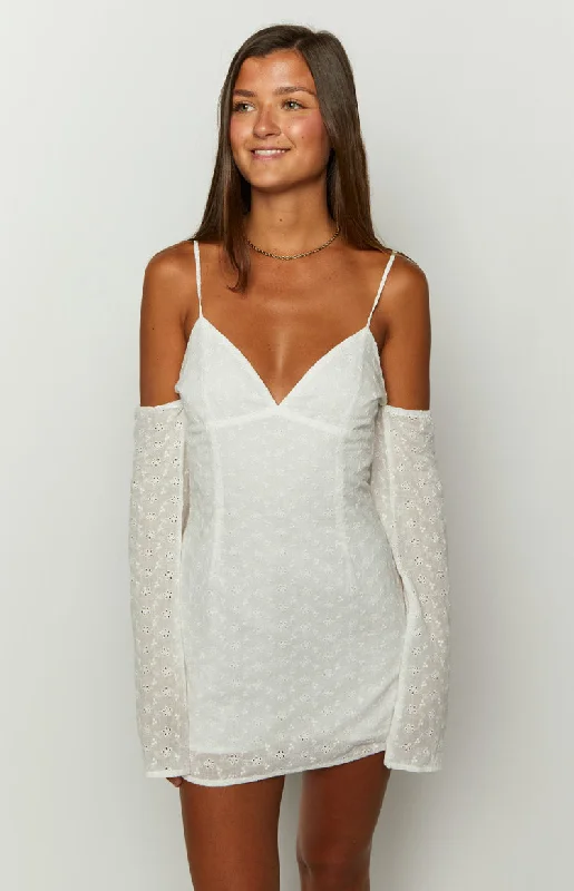 Mini dresses with beaded embellishments for a fancy event Miami White Mini Dress