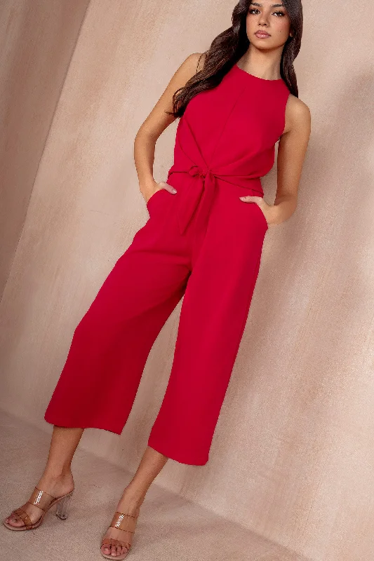Midi dresses with mesh inserts for a trendy and breathable option AX Paris Cadhla Deep Cerise Tie Waist Jumpsuit Midi dresses with mesh inserts for a trendy and breathable option AX Paris Cadhla Deep Cerise Tie Waist Jumpsuit