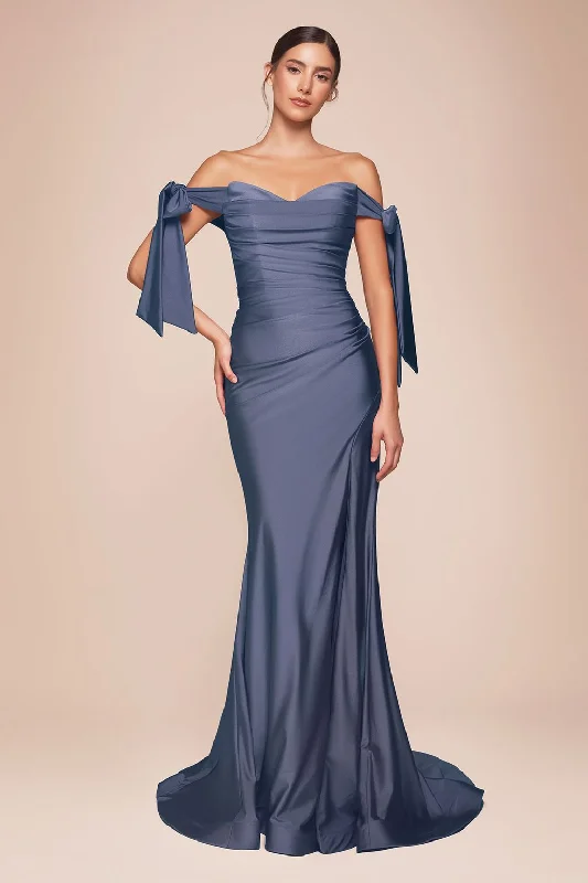 Tulle - over - satin wedding dresses for a soft look​ Wedding guest dresses with mesh panels and empire waists Cinderella Divine CD943C Sexy Formal Long Prom Dress