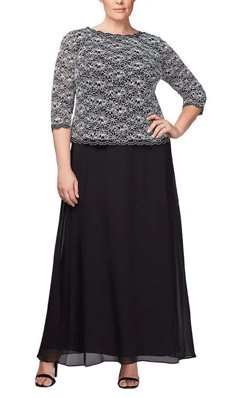 Wedding dresses with a detachable skirt for versatility​ Mini wedding guest dresses with glittery accents for a trendy look Alex Evenings - 412784 Quarter Sleeve Sequin Lace Dress