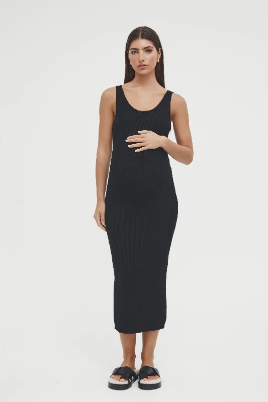 Maternity dress for a baby's first visit to the indoor garden Coastline Knit Dress II (Black)