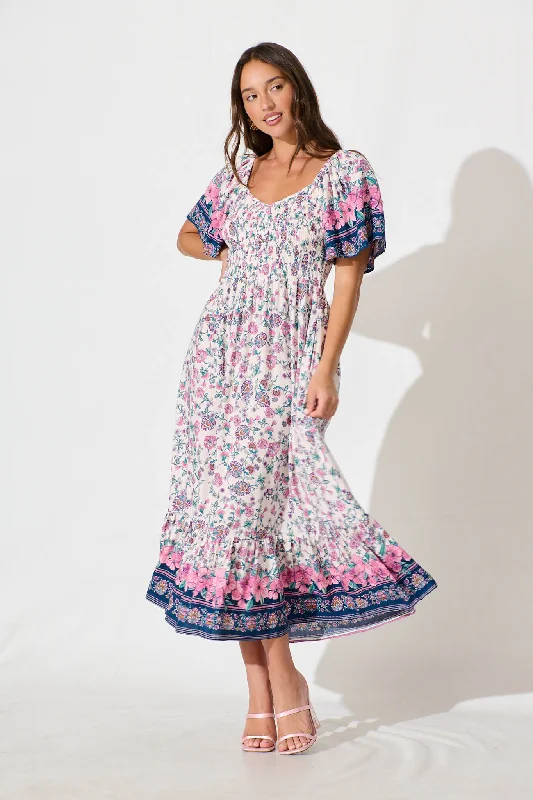  Carmella Maxi Dress in Pink and Blue Floral