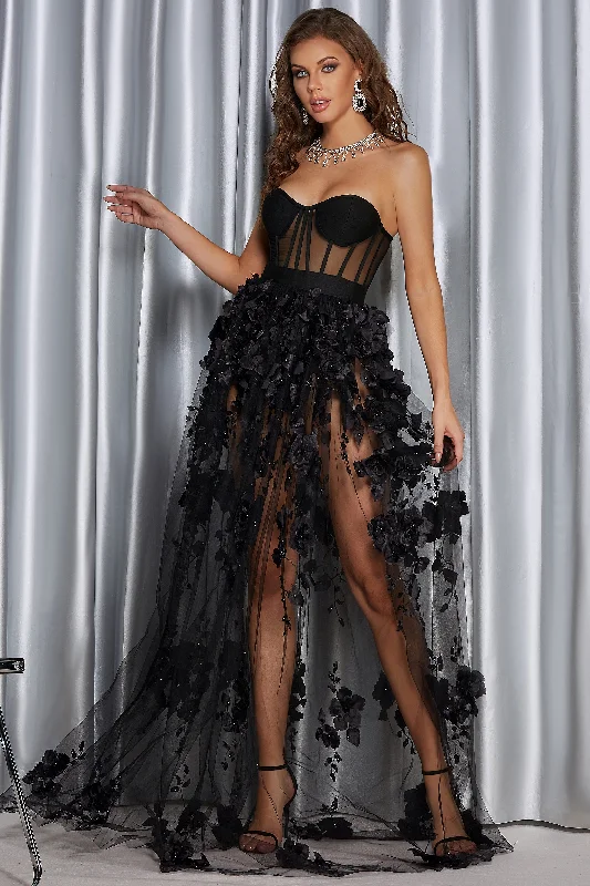 Custom - Made Casual Dresses for a Personalized Fit Saffronia Strapless Flower Long Dress