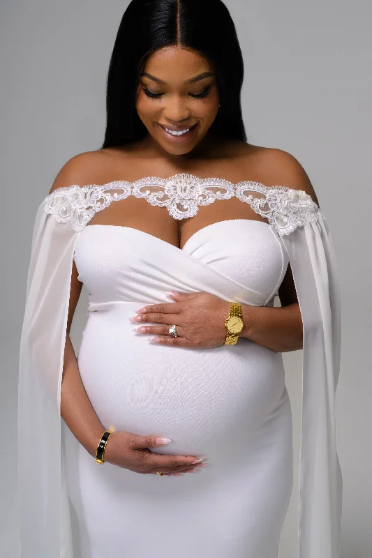 Off shoulder maternity evening dress for parties Diana Cape Gown Maternity Dress