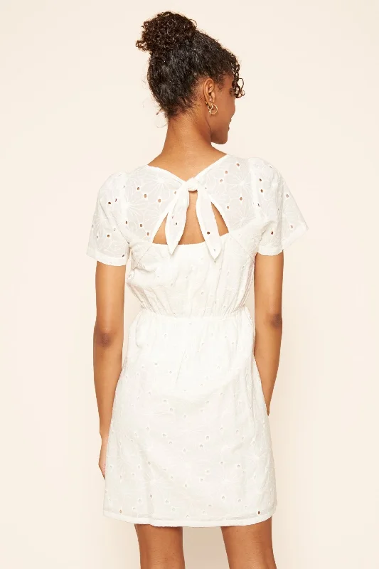Mini dresses with patchwork designs for a unique style Too Cute Open Back Eyelet Mini Dress