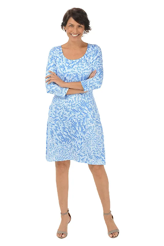 Travel - Friendly Casual Dresses for Comfort on the Go​ Swirled Tiles 3/4 Sleeve Dress