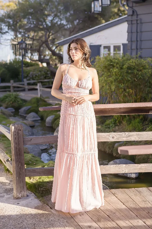Rain - Resistant Casual Dresses for Wet Weather​ Trish Sleeveless Ruffled Back Tie Maxi Dress Pink