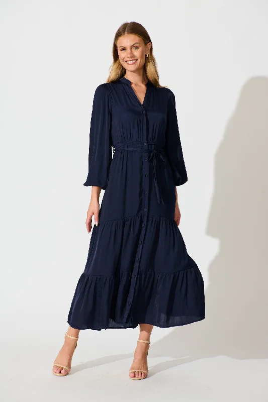 Midi dresses with empire waists for a flattering maternity option Glimmer Midi Dress in Navy