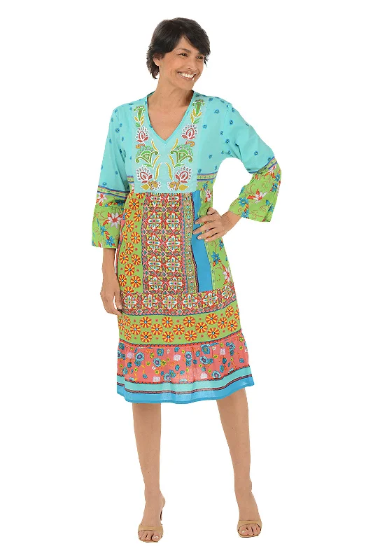 Knit Casual Dresses in Chunky Patterns​ Quintana Embroidered Tiered Dress