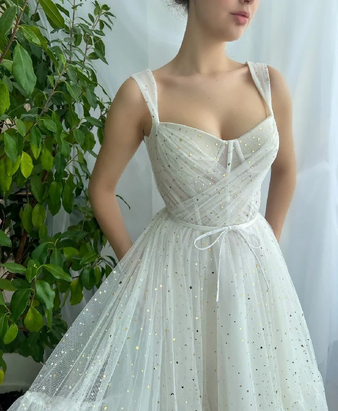 Mini dresses with spaghetti straps for a delicate look Starlit Cloud Midi Dress