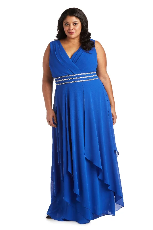 Maternity dress for a baby's first visit to the informal garden R&M Richards 7126W Plus Size Matte Chiffon Long Gown
