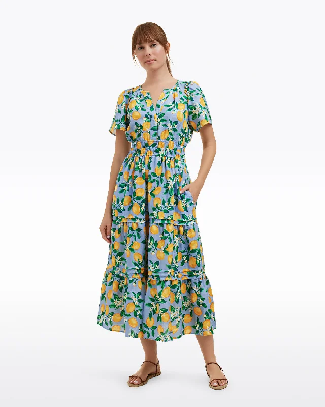 Midi dresses with tassel accents for a bohemian and free - spirited style Hollie Midi Dress in Lemon Blossom
