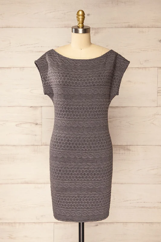 Mini dresses with bow accents for a sweet look Eva-Marie Grey | Cable Pattern Short Dress