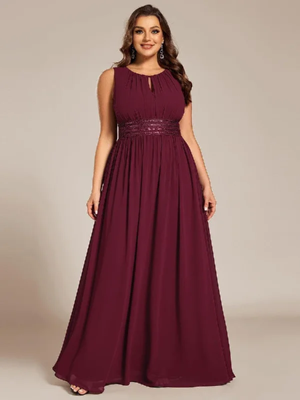 Strapless tulle wedding dresses for a fairy - tale feel​ Off - the - shoulder wedding guest dresses in chiffon pretty KALIA|Plus Size Hollow Out Sleeveless Empire Waist Chiffon Bridesmaid Dress