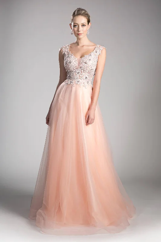 Maternity dress for a baby's first visit to the nature reserve Cinderella Divine KV1015 Long Open Back Prom Dress Formal Ball Gown
