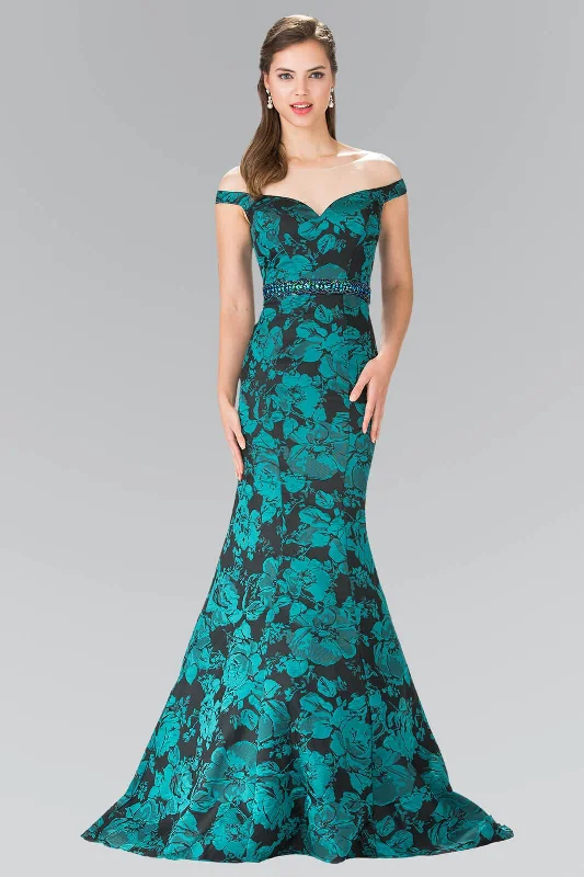 Off shoulder maternity evening dress for parties Prom Long Dress Floral Print Mermaid Gown