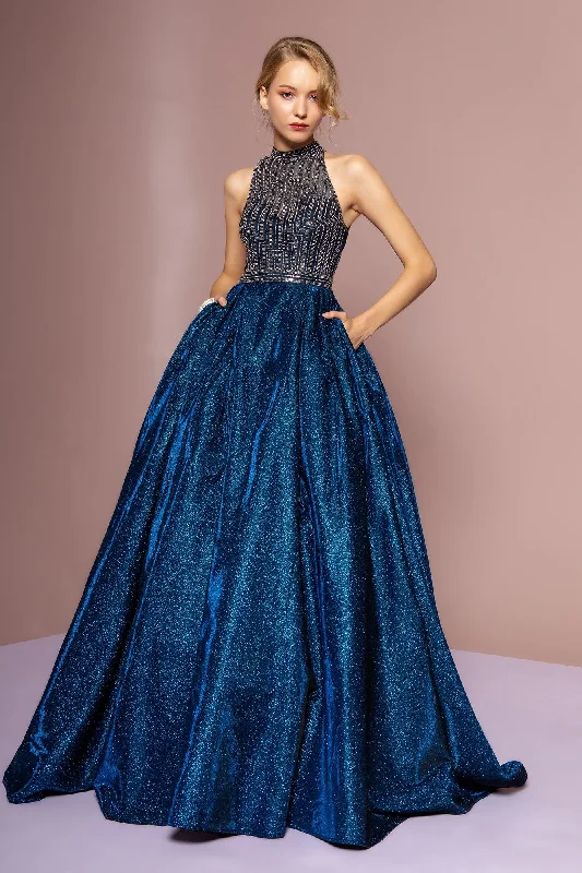 Maternity dress for a baby's first bus ride Long High Neck Prom Dress Ball Gown
