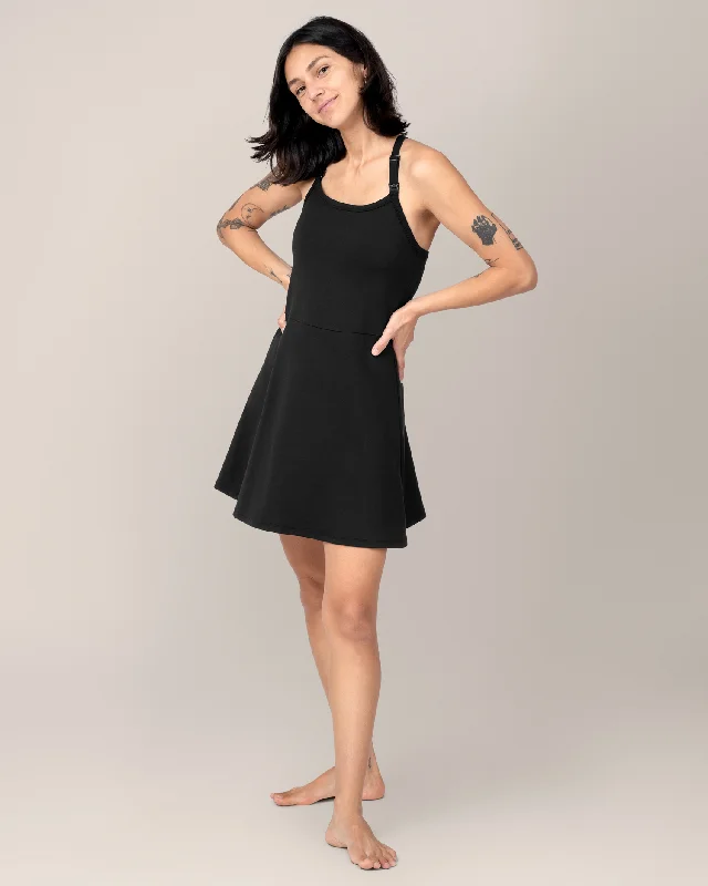 Maternity dress for a coastal vacation Stevie Active Racerback Nursing Dress | Black