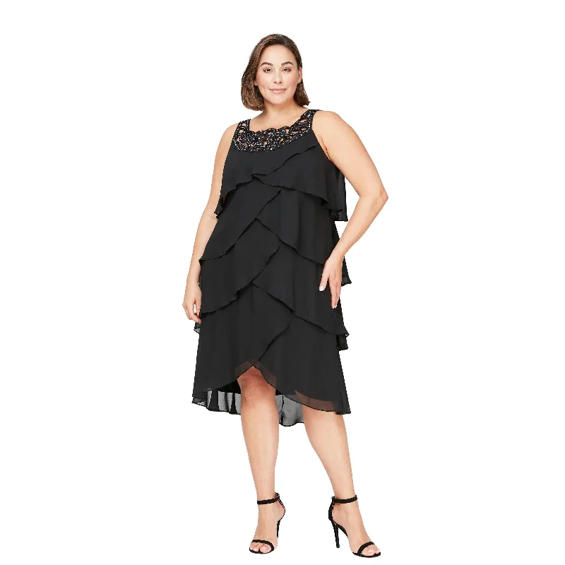 Maternity dress for a gender reveal party SL Fashions 615302 Plus Size Short Dress
