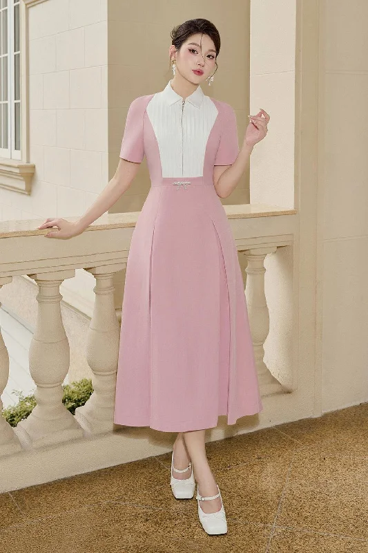 Midi dresses with belted waists to accentuate the figure Gotpink A-line Short Sleeved Linen Cotton Midi Dress