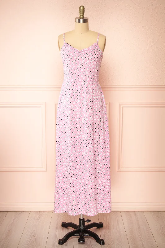 Sheer mini dresses with lace inserts Floranda Pink | Floral Midi Dress w/ Ruffles