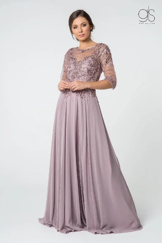 Plus - size wedding dresses with a flattering fit​ Wedding guest dresses with keyhole backs and flowing fabrics Long Embroidered Mother of the Bride Gown Sale