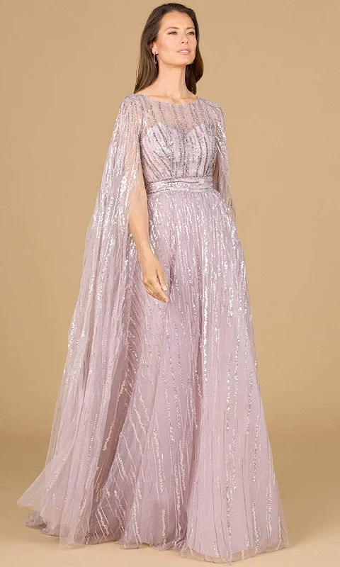 Modern minimalist wedding dresses with clean lines​ Printed wedding guest dresses with tropical motifs for beach weddings Lara Dresses 29150 - Embellished A-Line Evening Gown