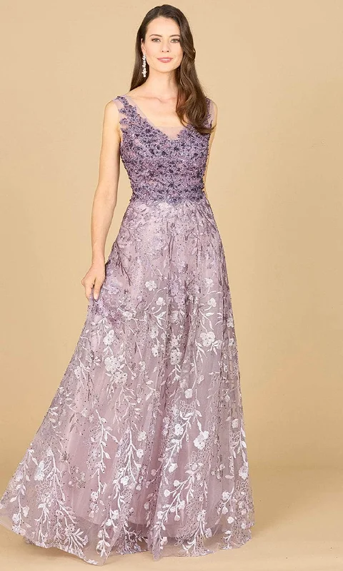 Wedding dresses with a ruched bodice for a textured look Wedding guest dresses with cold - shoulder ruffled sleeves and knee - length hems Lara Dresses 29155 - Ombre Lace Evening Gown