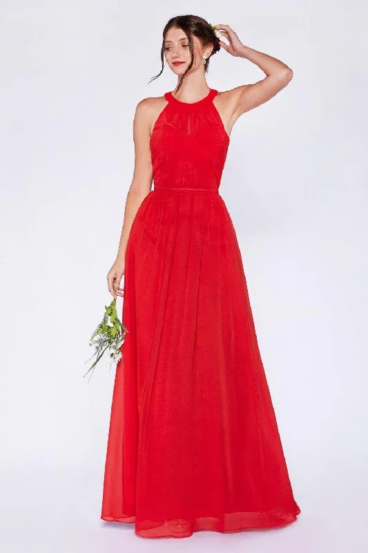 Maternity dress with side ruching to accommodate bump Cinderella Divine CD1469 Bridesmaid Long Dress Halter Formal