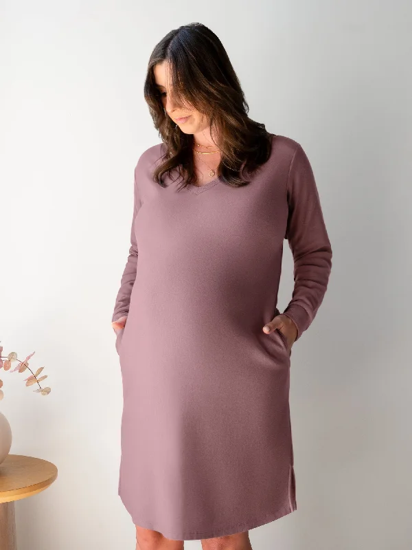 Plus size maternity dress for curvy moms - to - be Blake Maternity & Nursing Lounge Dress | Twilight