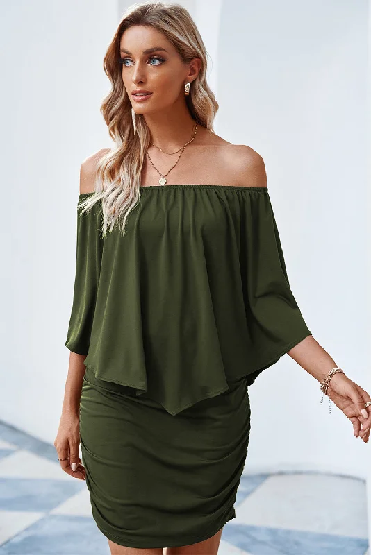  Full Size Off-Shoulder Layered Dress