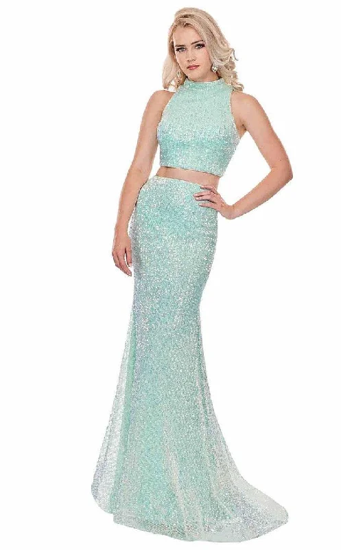 Maternity dress for a picnic in the park Rachel Allan Prom Long Two Piece Halter Dress 6450