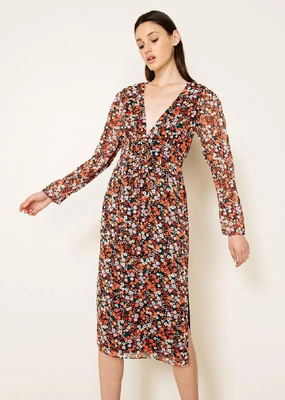 Everyday Dress with Belted Waist for Definition​ The East Order-HARLIE L/S MIDI DRESS