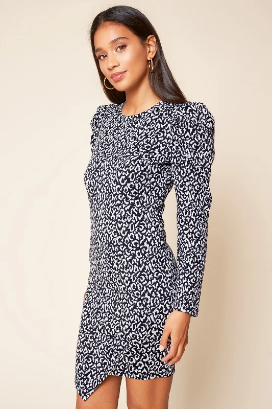 Mini dresses with wrap - around styles Tabitha Leopard Puff Sleeve Bodycon Dress