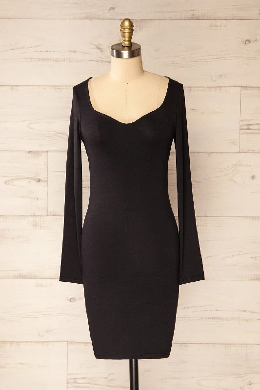 Mini dresses with off - the - shoulder styles Lorient Black | Long Sleeve Short Fitted Dress