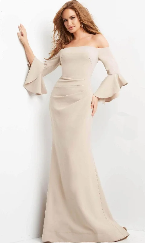 Boho - inspired wedding dresses with floral embroidery​ Wedding guest dresses with empire waists and tulle skirts Jovani 07065 - Off-Shoulder Mermaid Mother of the Groom Dress