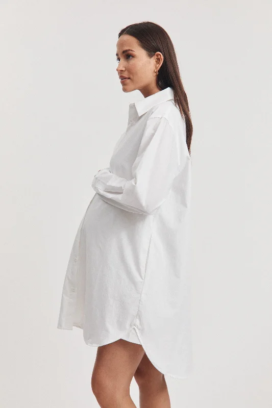 Maternity dress for a family photoshoot Cotton Poplin Shirtdress (White)