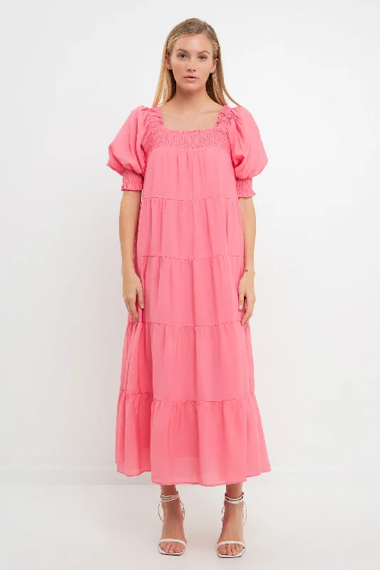 Beach Casual Dresses with a Breezy Design​ Smocked Baby Doll Maxi